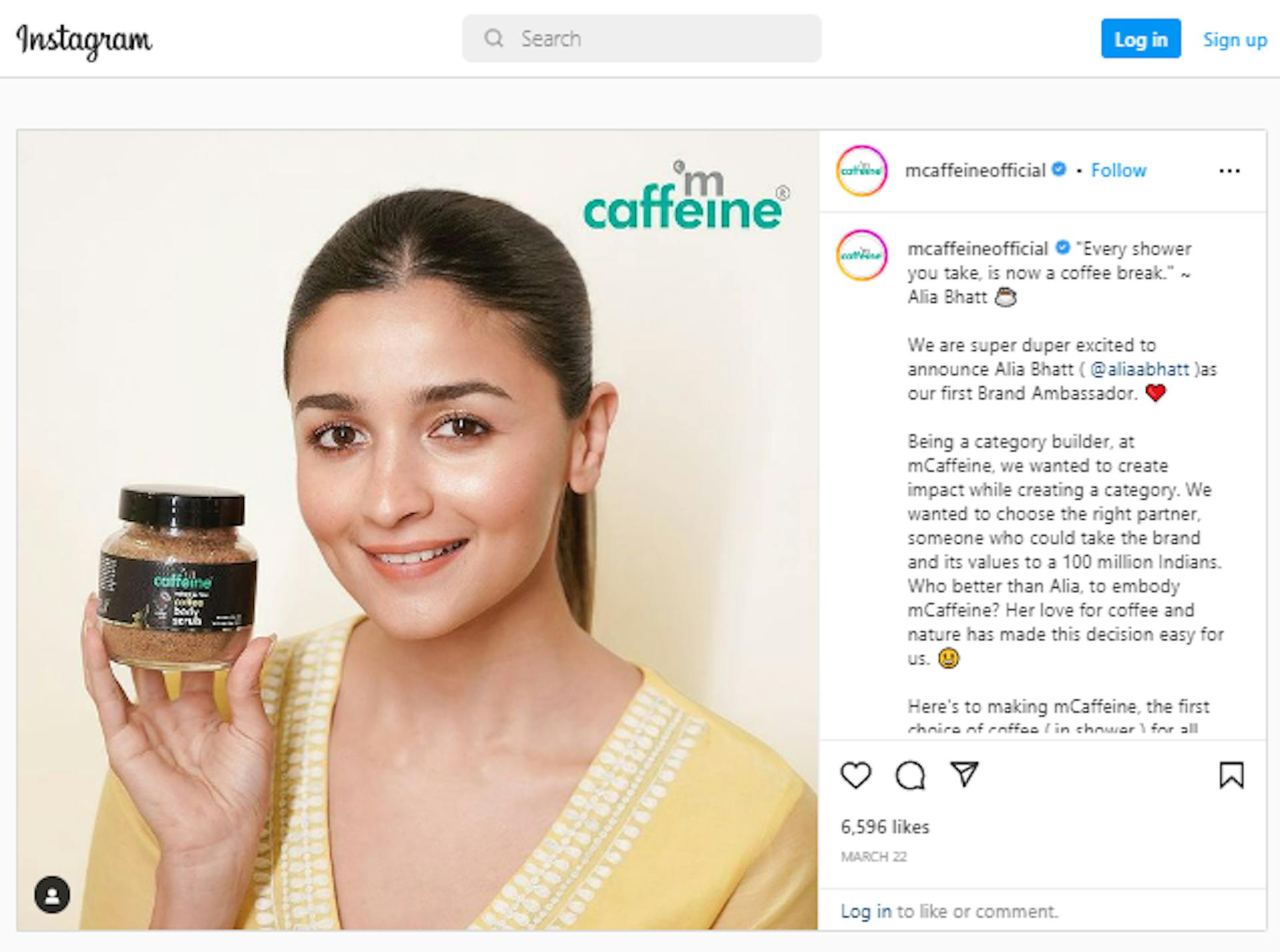 Alia Bhatt promueve mCaffeine diciendo: "Cada ducha que tomas, ahora es un descanso para tomar café".