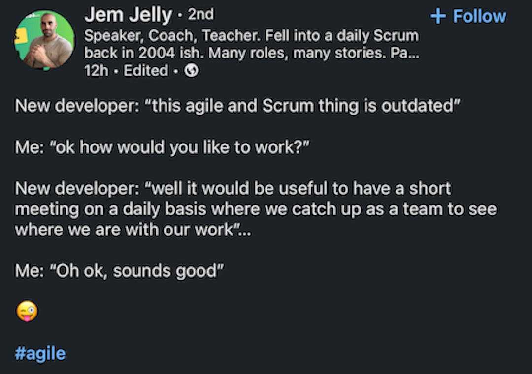 LinkedIn post by Jem Jelly