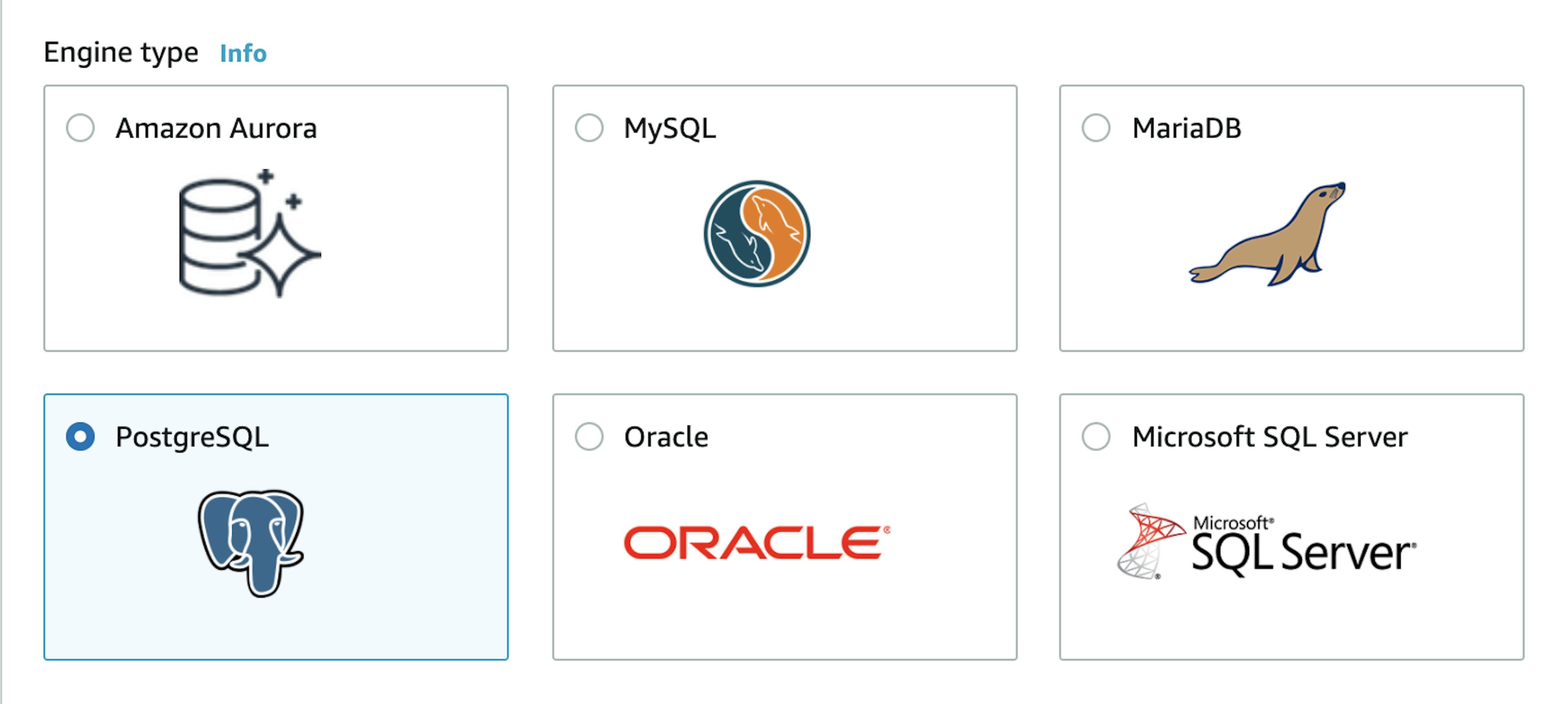 Six database engine types