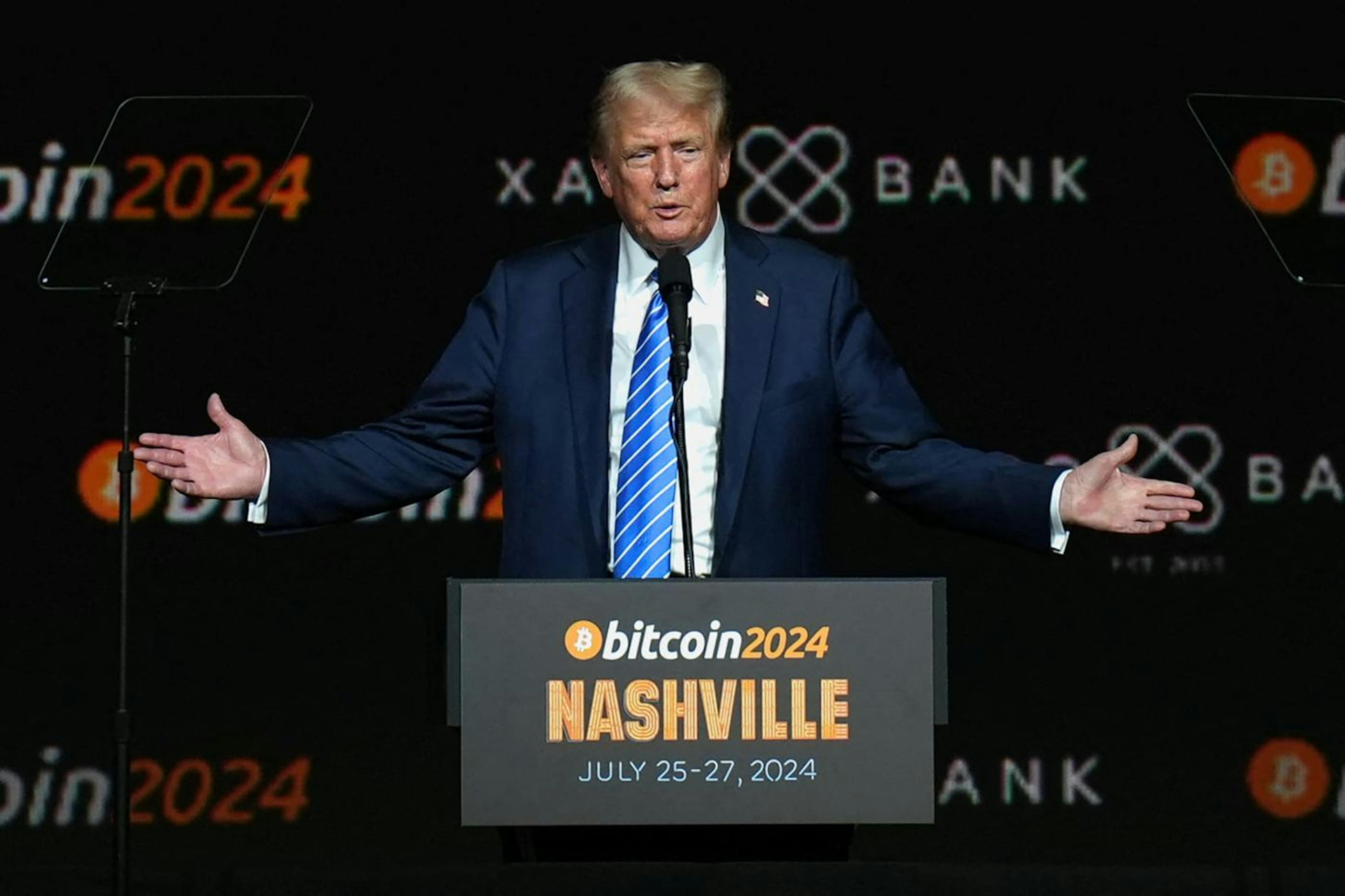 President-elect Donald Trump speaking at the Bitcoin 2024 event on July 27, 2024. Source: CNBC