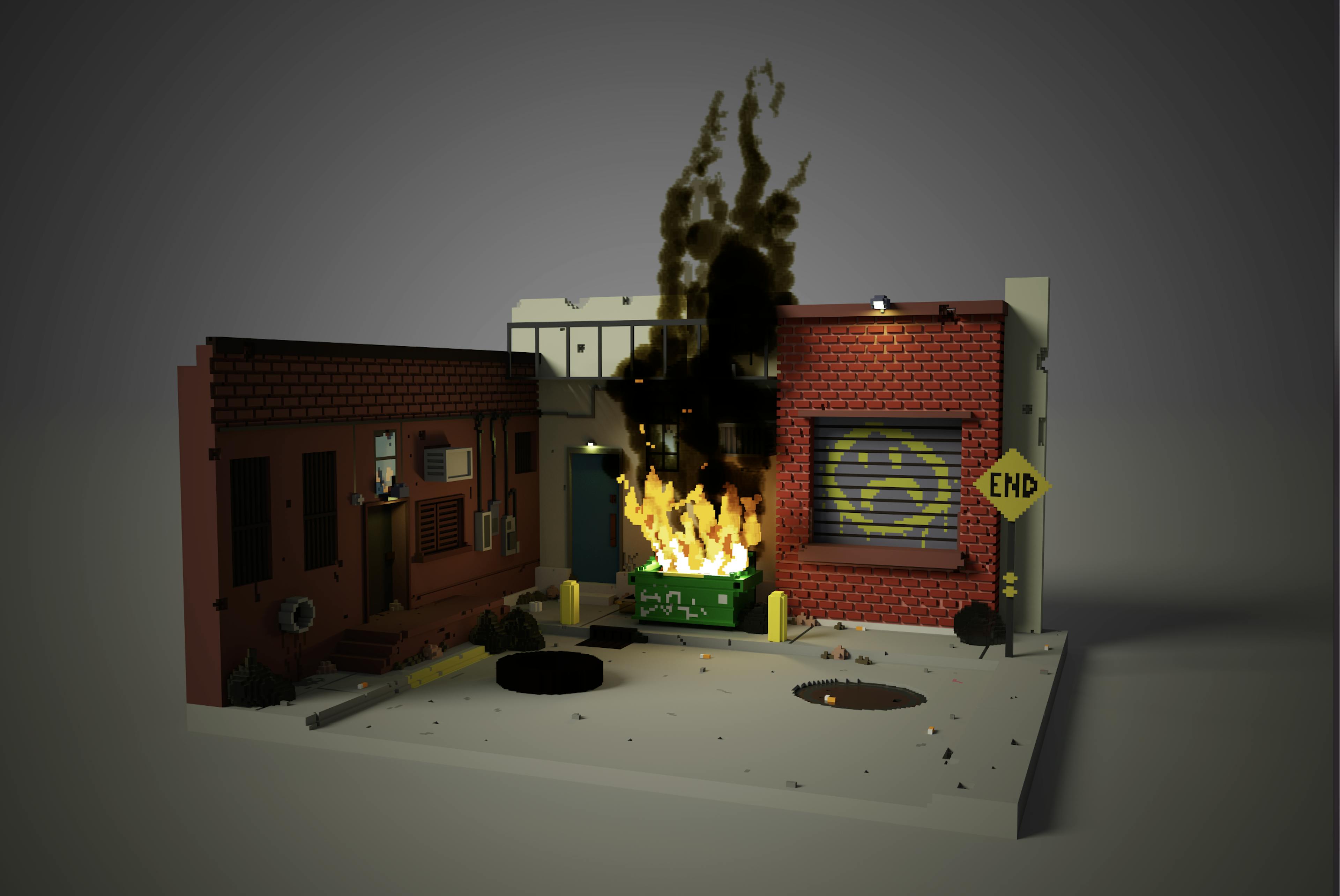 A scene I built and rendered in MagicaVoxel