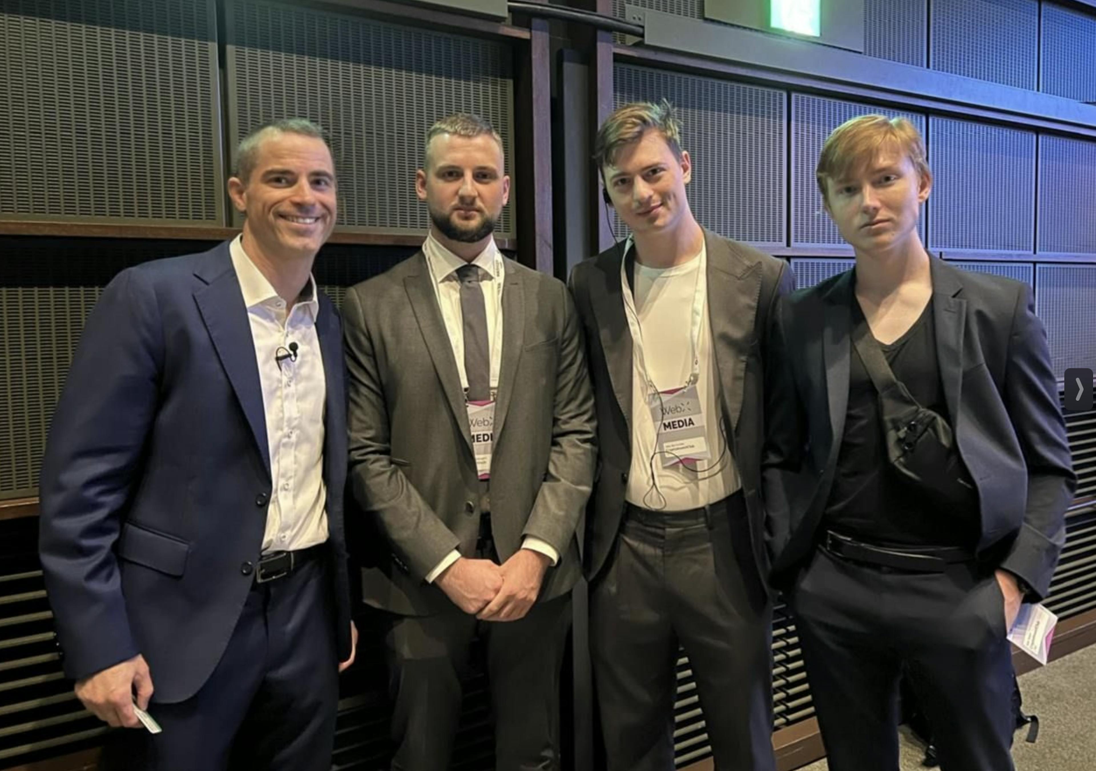 From the left: Roger Ver, Valerias Bangert, Joey Bertschler and Alan Simon