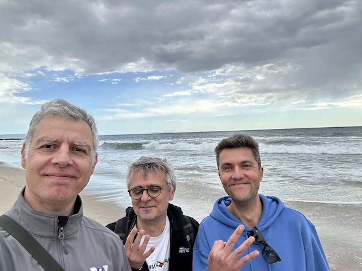 Nicolas Fränkel, Franck Pachot, and Denis Magda (left to right) on Venice Beach