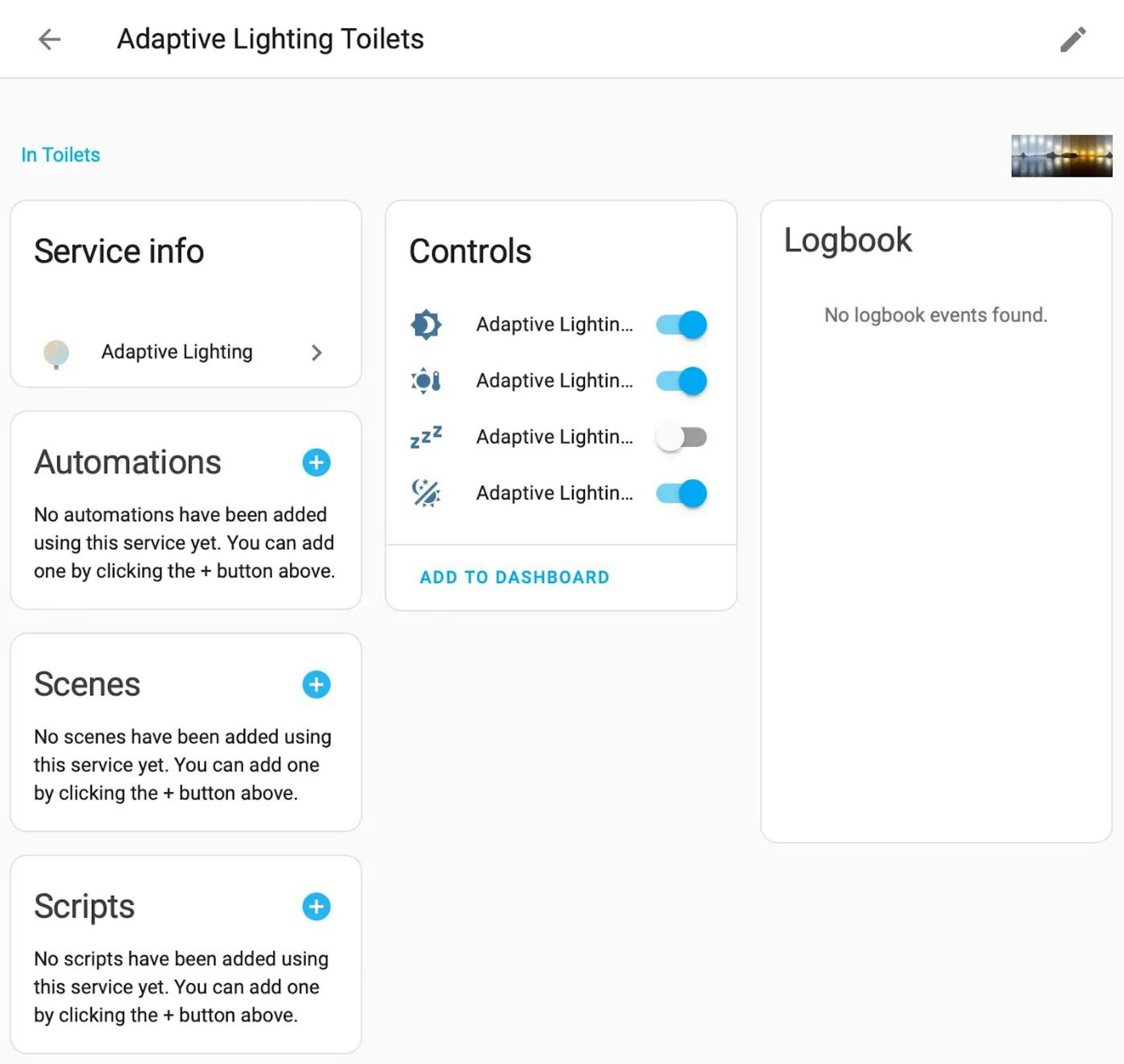 Adaptive Lighting configured service