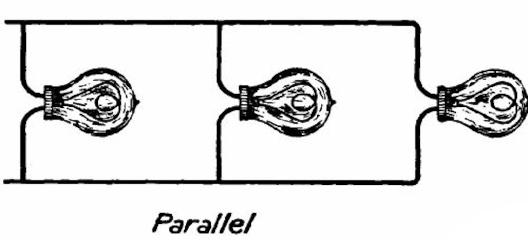  Fig. 83.—Incandescent lamps connected in "parallel."