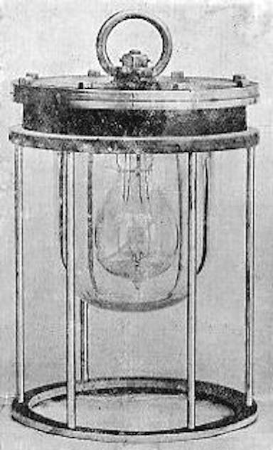  Fig. 162.—Diver's electric lamp.