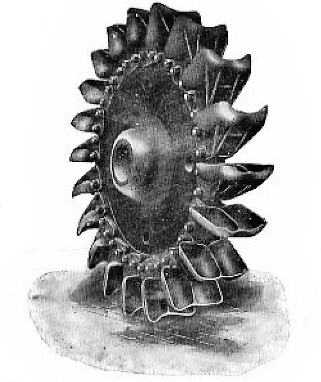  Fig. 187.—A Pelton wheel which develops 5,000 horse-power. Observe the shape of the double buckets.