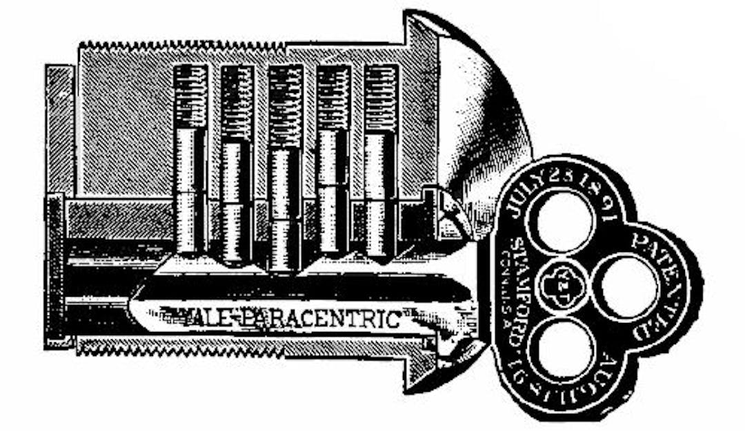  Fig. 221.—The wrong key inserted. The pins do not allow the lock to be turned.