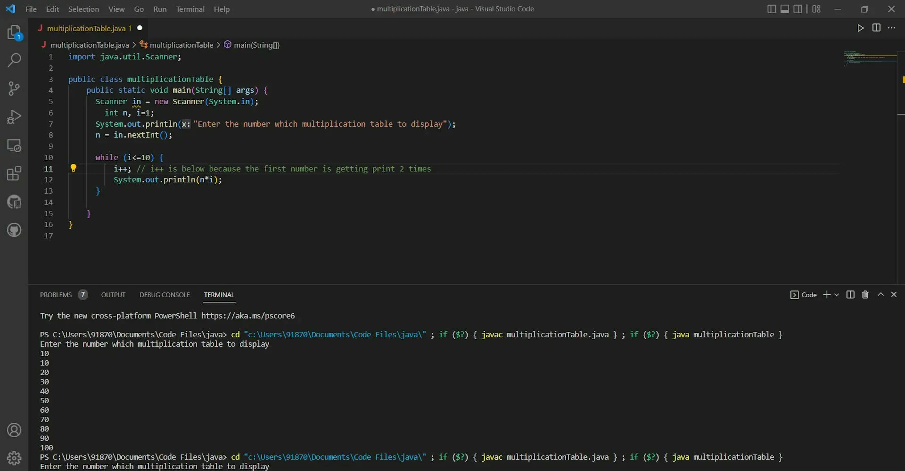 Java Program to Generate Multiplication Table of the Input Number ...