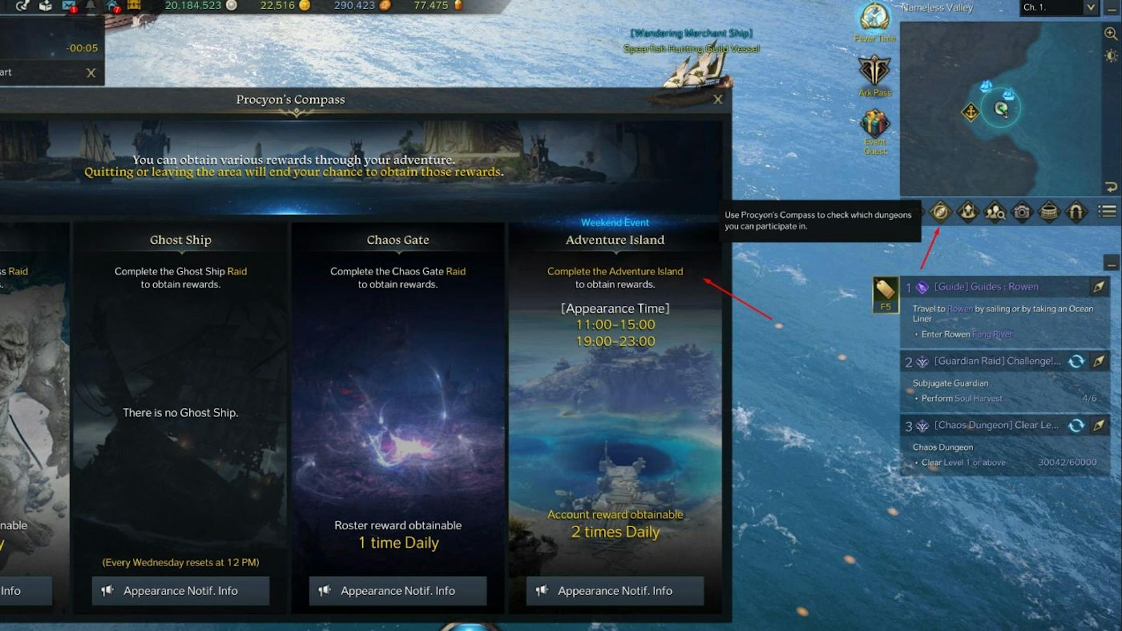 How to track daily Adventure Islands in Lost Ark via Procyon's Compass.
