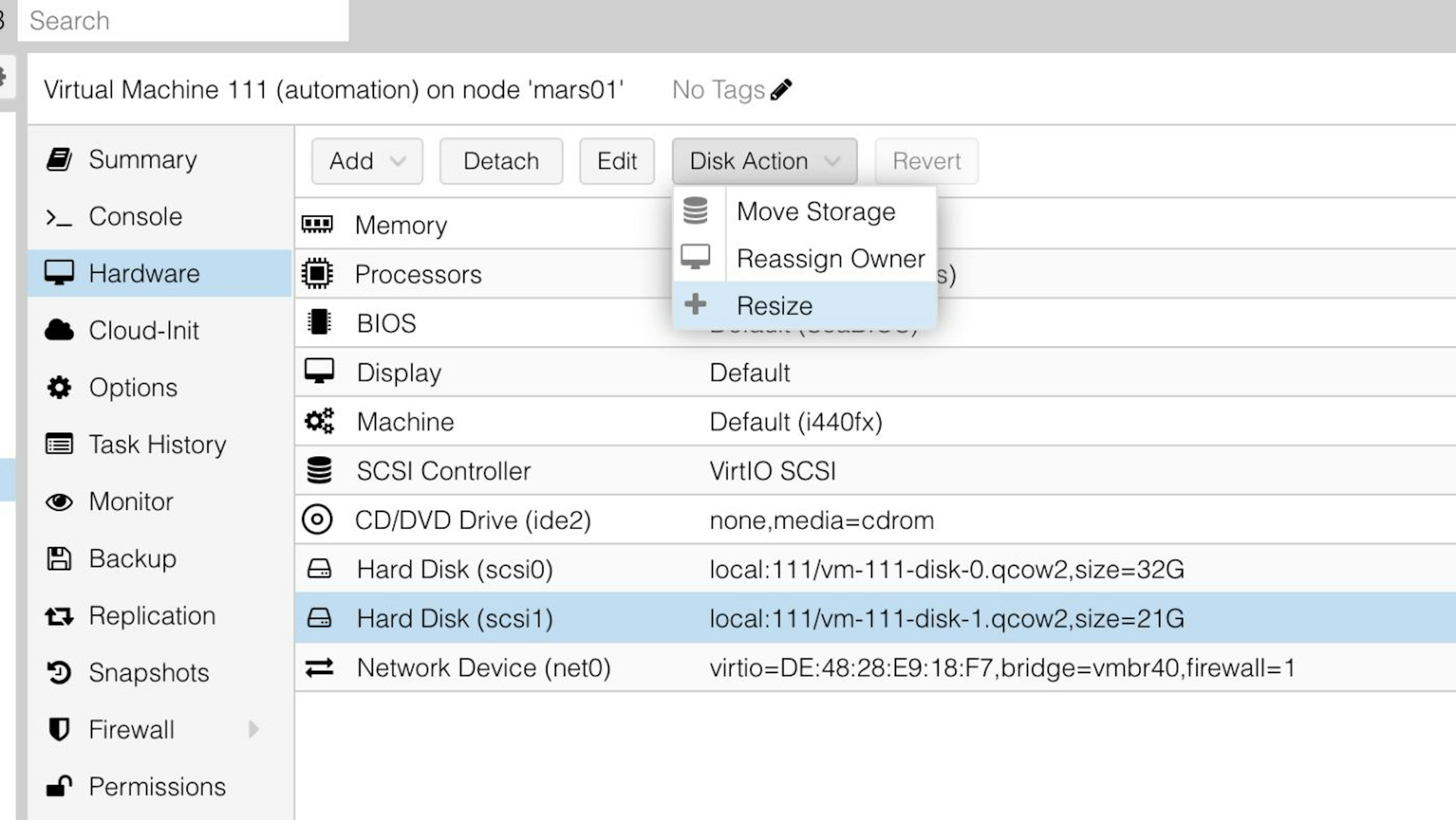 Choose the desired increment (how many gigabytes you want to add) and press Resize disk