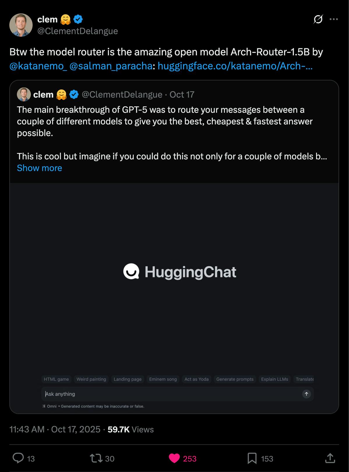 HuggingFace Chooses Arch (Router) for Omni Chat | HackerNoon