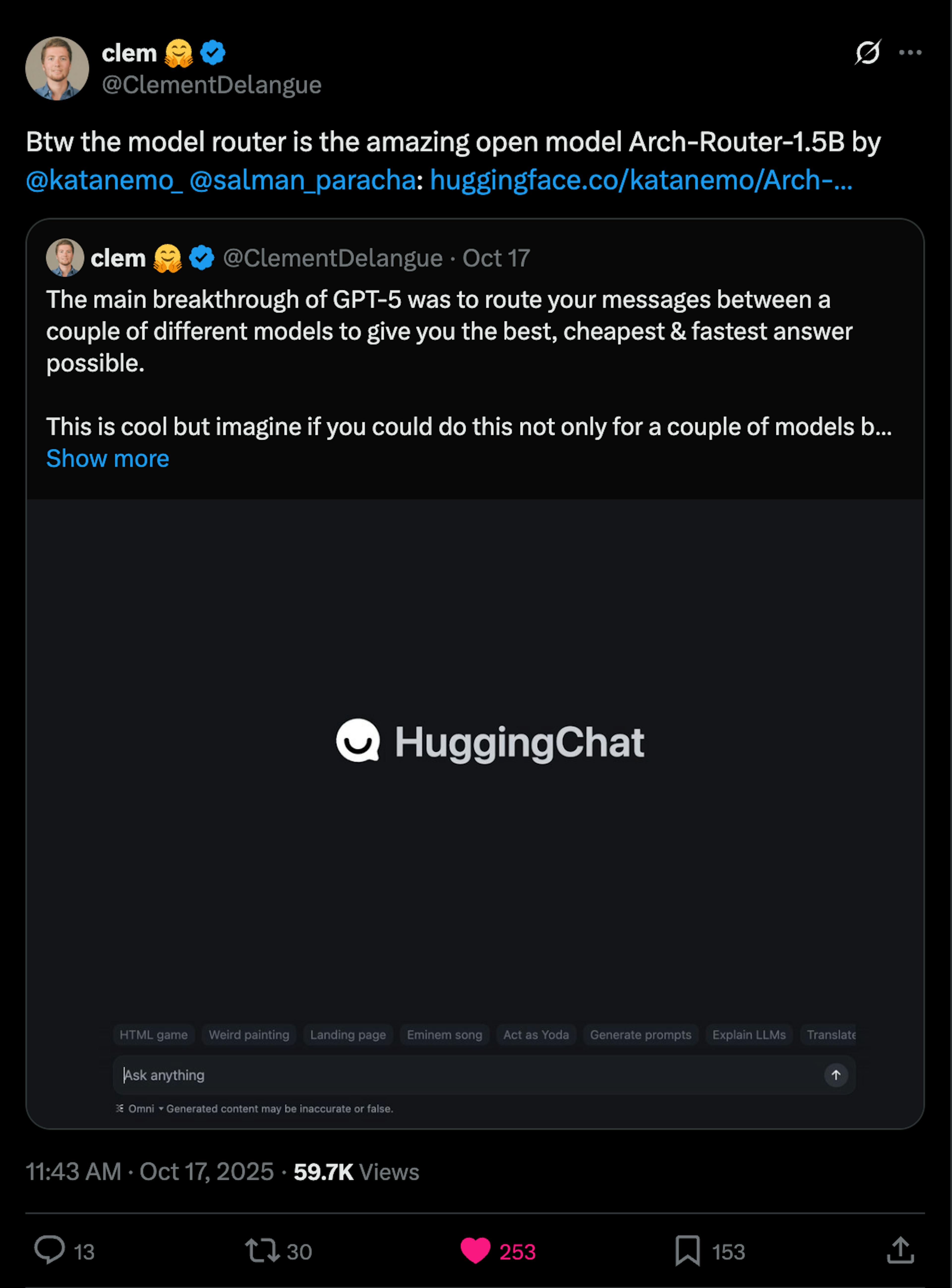 HuggingFace Chooses Arch (Router) for Omni Chat