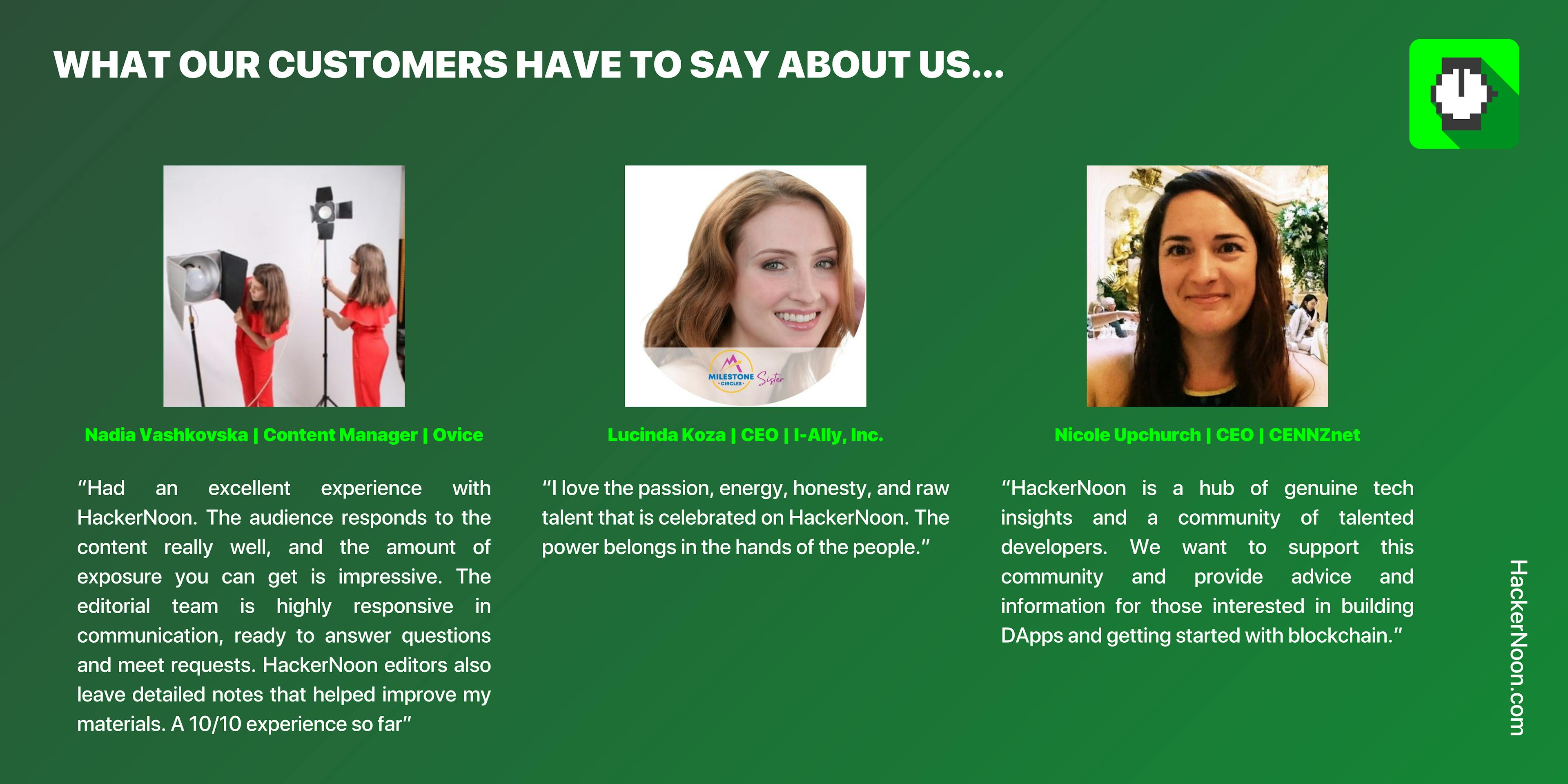 What our customers have to say about HackerNoon