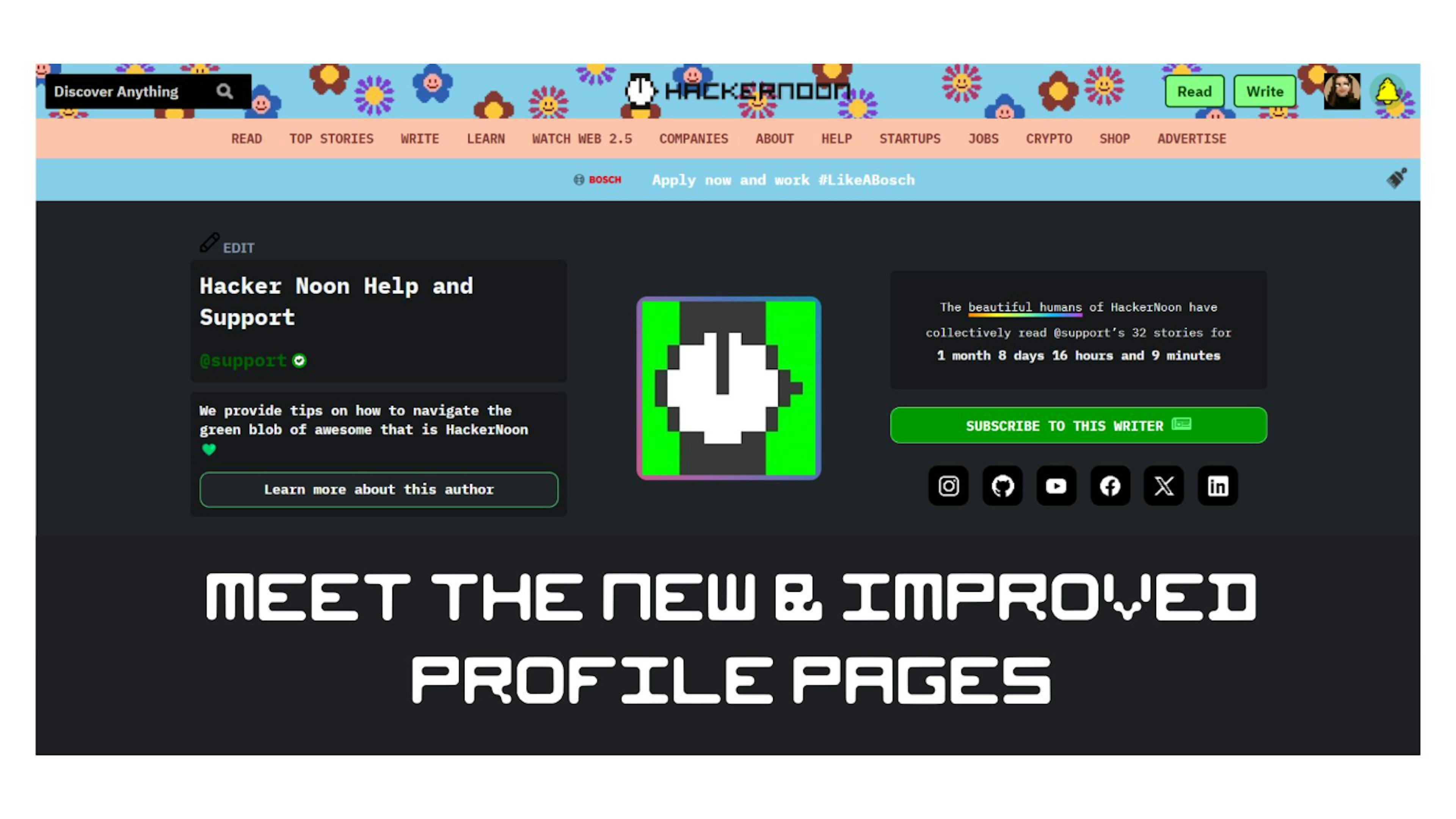 featured image - HackerNoon Profile Pages, Reimagined: A Walkthrough of the Latest Updates!