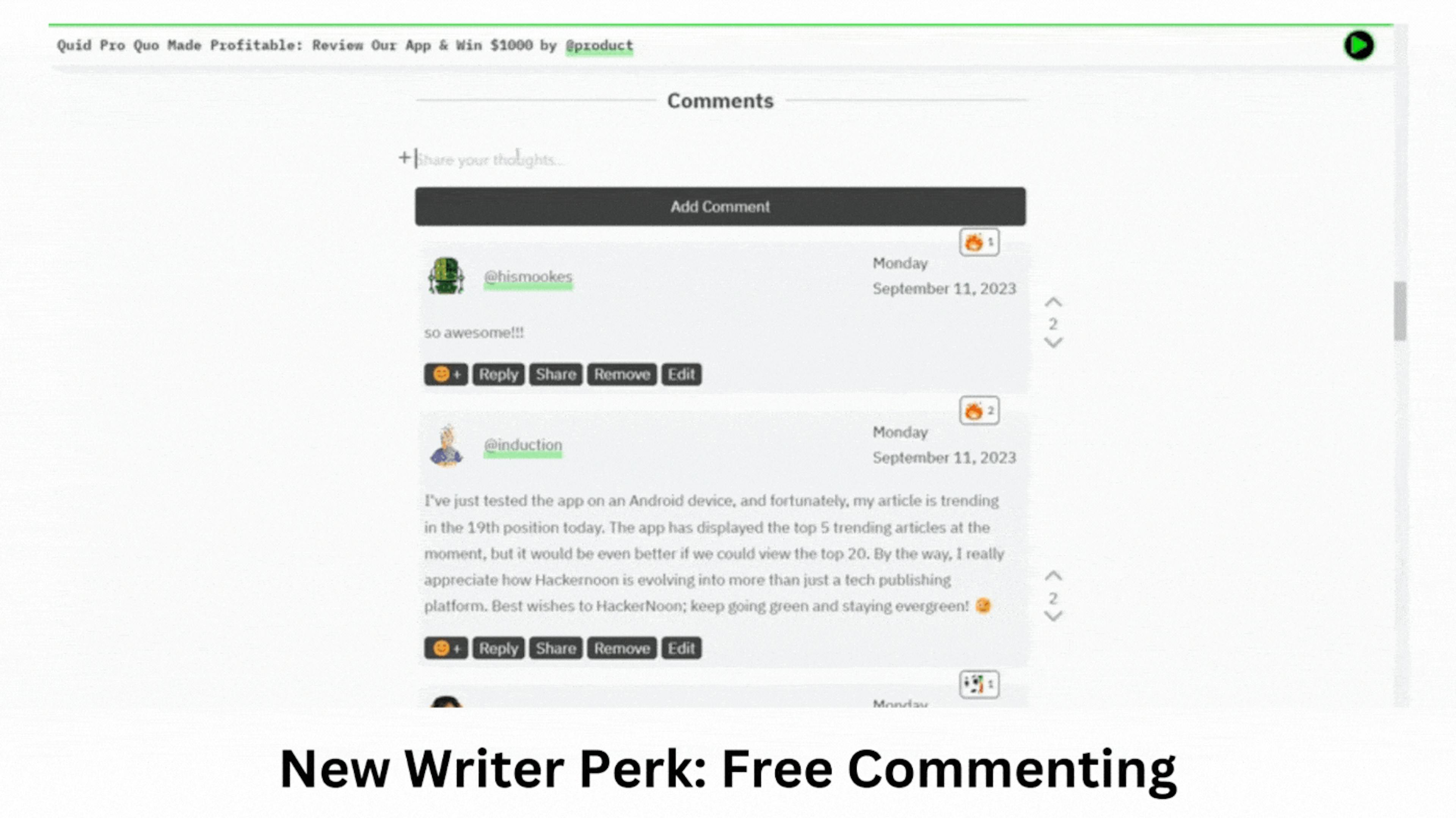 featured image - New On HackerNoon: Free Commenting For All Writers!