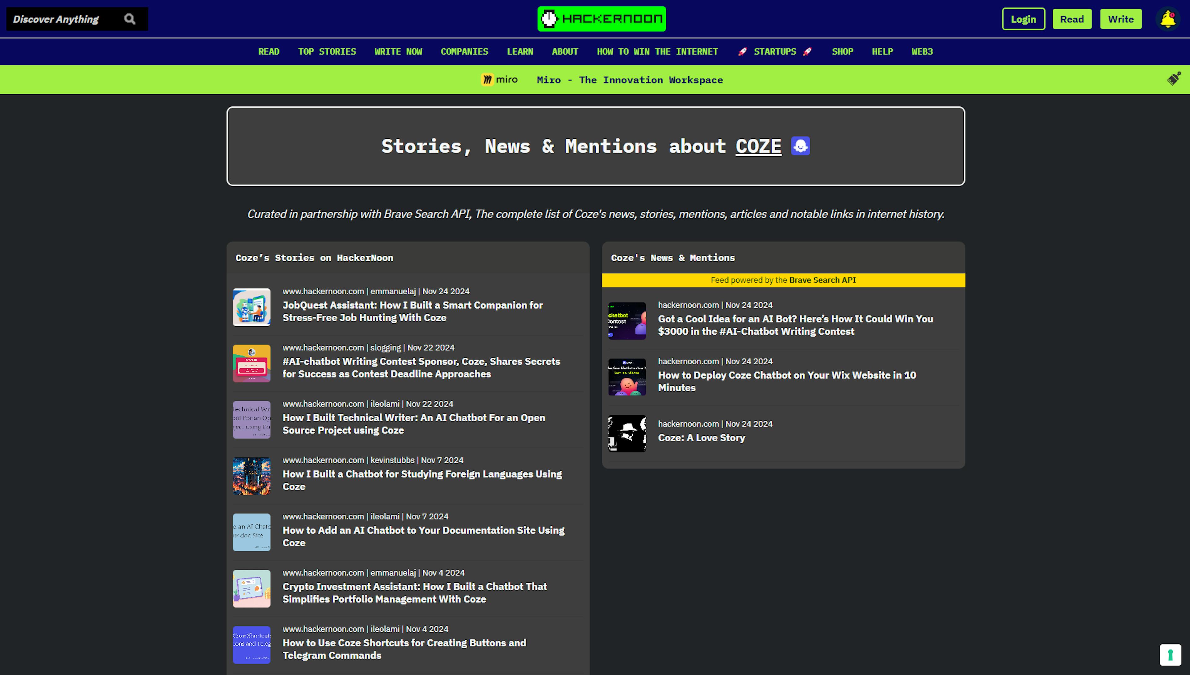 featured image - Maak kennis met Coze: HackerNoon Bedrijf van de Week