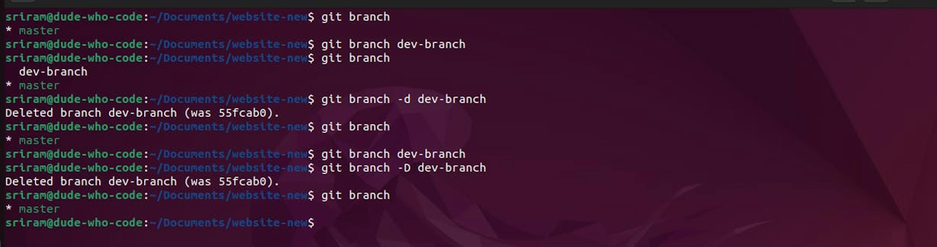 Git branch command