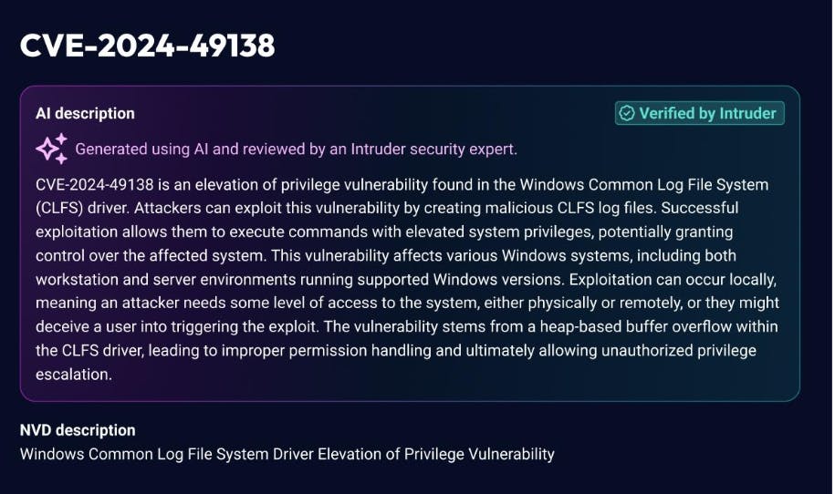 /intruder-enhances-free-vulnerability-intelligence-platform-intel-with-ai-generated-cve-description feature image
